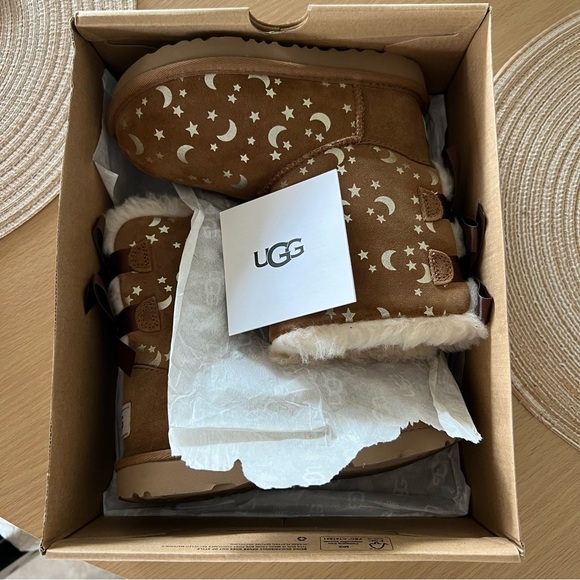 UGG Tan Boots with Gold Celestial Design - Picture 2 of 6